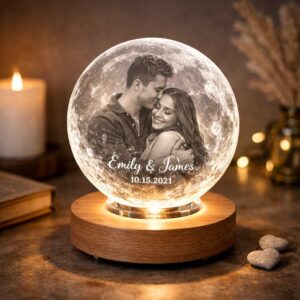 Personalised Crystal Moon Photo Lamp