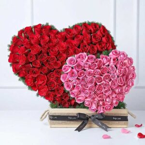 Red And Pink Rose Standing Bouquet In Obsidian